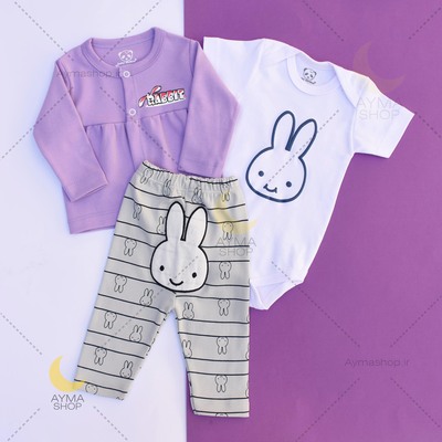 ست سه تکه طرح خرگوش Baby Clothes
